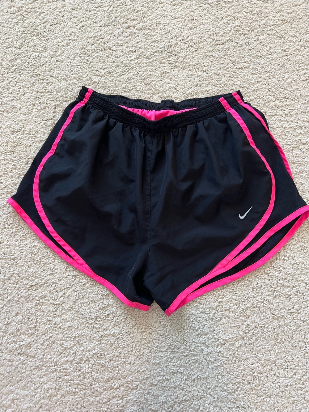 Nike Women’s Black Athletic Shorts with Pink Trim